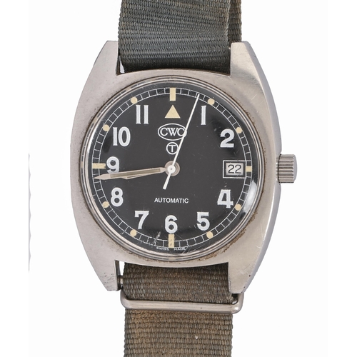 112 - A CWC stainless steel military issue self-winding wristwatch, 33 x 35mm, marked on case back 74 141S... 
