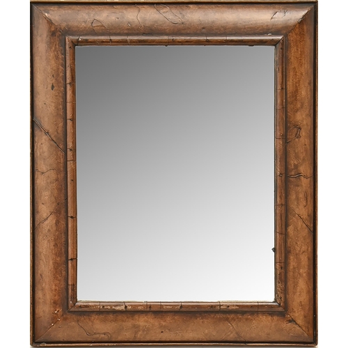 1138 - A walnut cushion framed mirror, early 20t c, 52 x 55cm