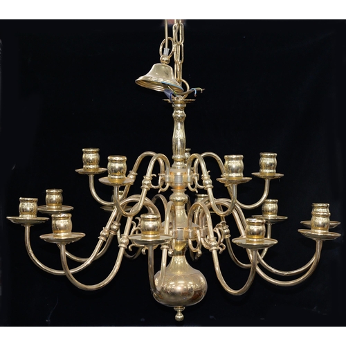 1147 -  A gilt lacquered metal fifteen light chandelier, late 20th c,  52cm h