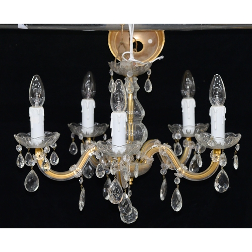 1148 - An Eastern European moulded glass chandelier of five lights, late 20th c,  36cm h