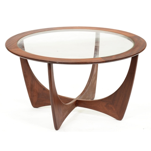 1173 - A G plan teak and glass Astro coffee table designed by V B Wilkins, 1960s,  84cm diam, maker's print... 