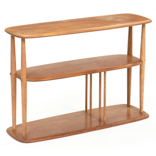 1175 - An Ercol waxed elm and beech trolley bookcase,  63cm h, 91cm l