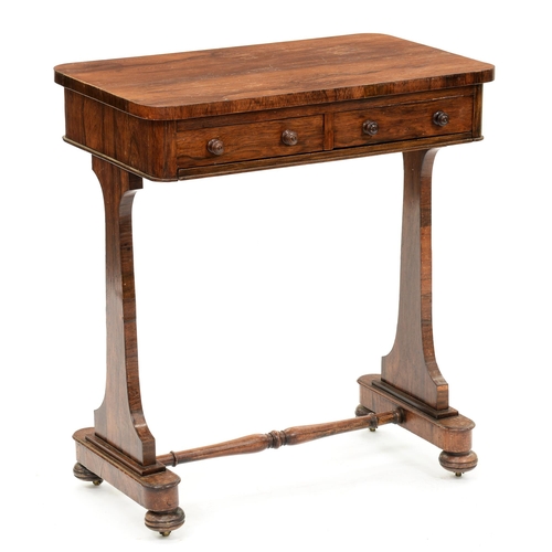 1187 - A Victorian rosewood writing table,  73cm h; 40 x 65cm