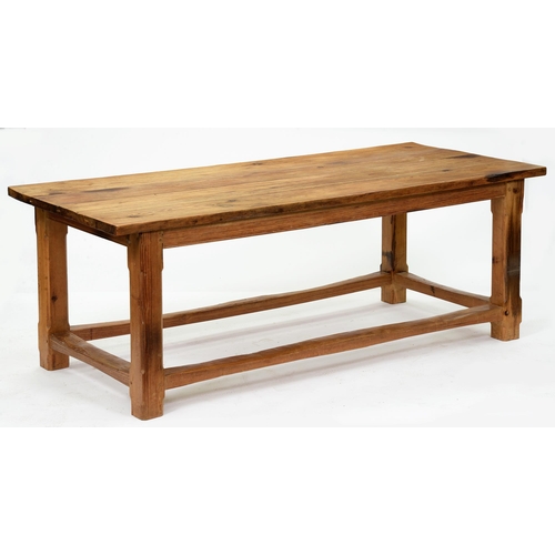 1189 - A substantial pine kitchen table,  20th c,  78cm h ; 88 x 212cm