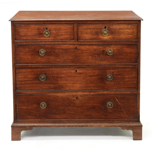 1203 - A George III mahogany chest of drawers,  93cm h; 50 x 97cm