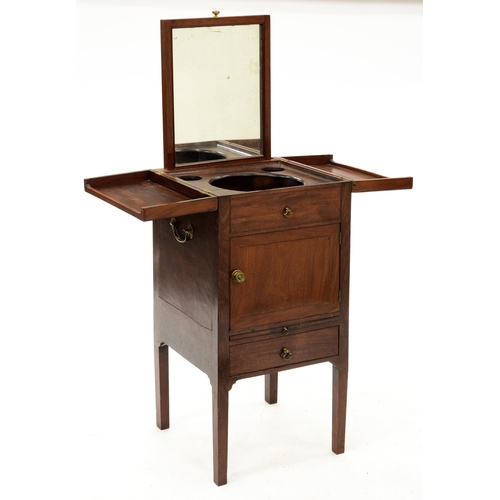 1231 - A George III mahogany gentleman's washstand, of square section with divided top, fitted interior and... 