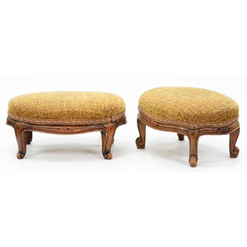 1232 - A pair of Victorian oval walnut footstools, 34cm l