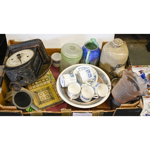 1391 - Miscellaneous ceramics, metalware and bygones, including a Shelley Harmony jug, 1950s Poole pottery ... 