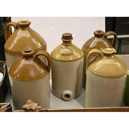 1418 - A Little Eaton Brewery, gallon stoneware flagon, 33cm h, another stamped Bancroft Pottery Glasgow an... 