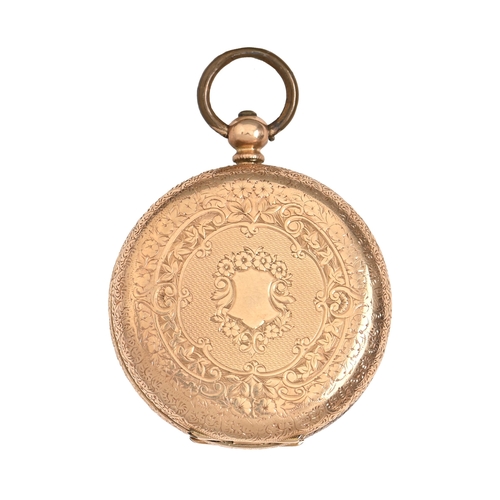 178 - A Swiss gold cylinder lady's watch, late 19th c, 35mm diam, marked 14k, 32.7g