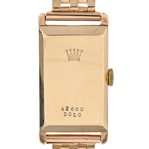 190 - A Rolex 9ct gold rectangular gentleman's wristwatch, Precision, Ref 3010, marked on movement PATENTE... 