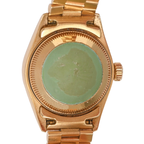 191 - A Rolex 18ct gold lady's wristwatch, Oyster Perpetual Datejust, No W845376, 25mm, maker's 