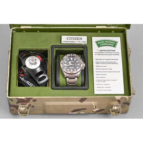 194 - A Citizen Limited Edition titanium Royal Marines Commando wristwatch, 23mm diam, quartz movement, ma... 