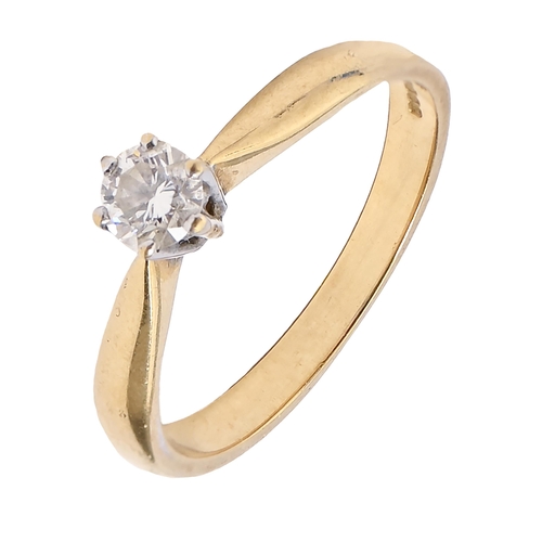 196 - A diamond ring, with round brilliant cut diamond, in 18ct gold, Sheffield 2002, 3.2g, size N... 