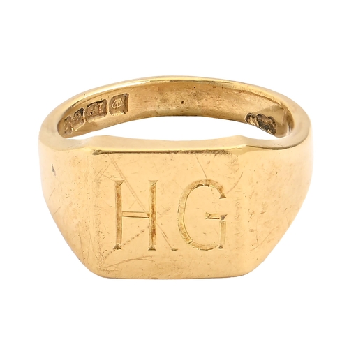 2 - An 18ct gold signet ring, Birmingham 1964, 6.7g, size D