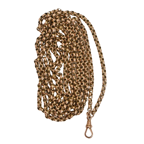 206 - A Victorian gold muff chain, c1900, marked 9c, 148cm l, 37g