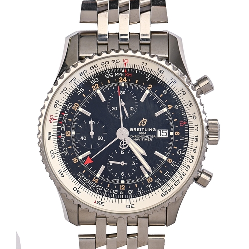 211 - A Breitling stainless steel gentleman's wristwatch, Navitimer Chronograph GMT46, No 7097380, 46mm di... 