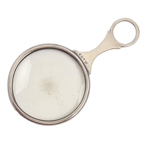 242 - A George V silver magnifying glass, with ring handle, 16.5cm l, by Deakin & Francis Ltd, Birming... 