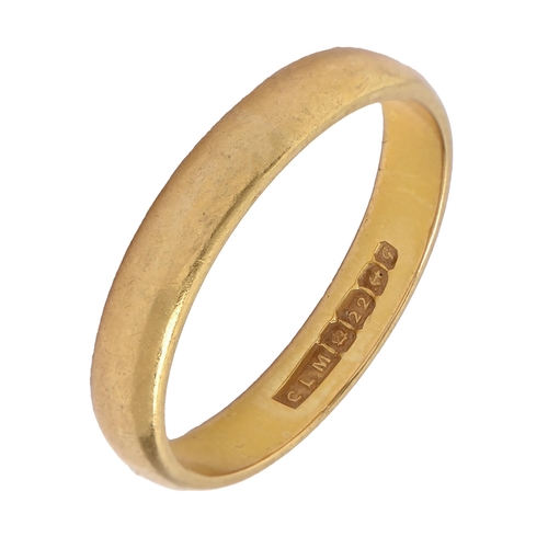 27 - A 22ct gold wedding ring, Birmingham 1956, 4g, size O