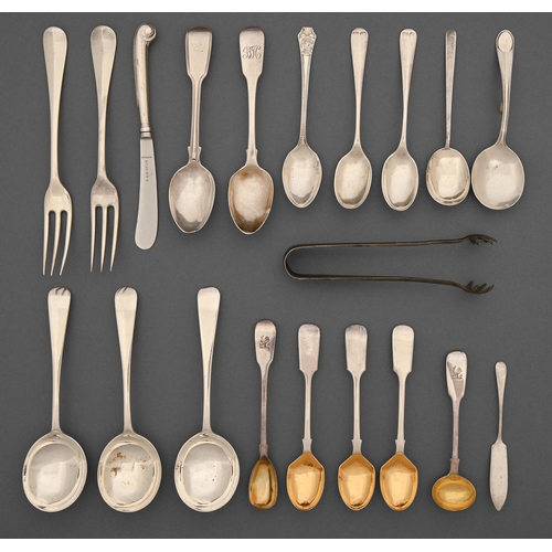 275 - Miscellaneous English and Irish silver flatware, mainly Victorian and early 20th c, various patterns... 