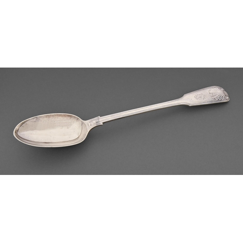 276 - A Victorian silver gravy spoon, Fiddle, Thread & Shell pattern, maker's mark rubbed, London 1885... 