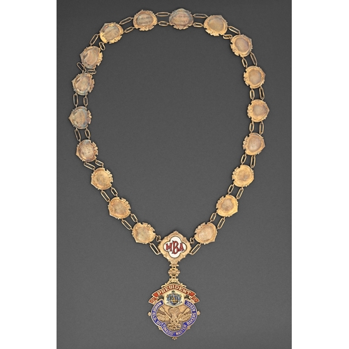 285 - A silver gilt and enamel badge and chain of office of the President of Mansfield, Sutton and Distric... 