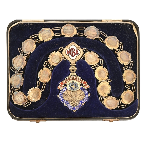 285 - A silver gilt and enamel badge and chain of office of the President of Mansfield, Sutton and Distric... 