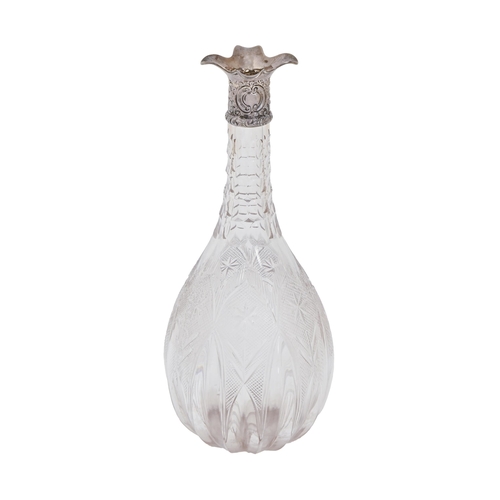 335 - An Edwardian silver mounted cut glass decanter, with four lipped neck, 26.5cm h, by W H Leather &... 