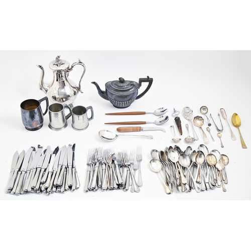 362 - Miscellaneous plated ware, to include a Victorian coffee pot and cover, flatware, etc... 