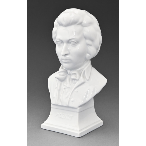 376 - A Herend glazed porcelain bust of Mozart, late 20th c,  20cm h, printed mark