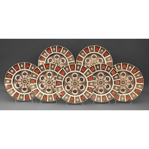 393 - Seven Royal Crown Derby Imari pattern plates, late 20th c, 27cm diam, printed mark... 