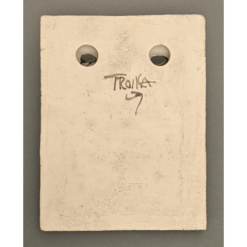 438 - A Troika pottery posy plaque 2, 1976-1981, 21cm h, painted mark and decorator's initials of Louise J... 