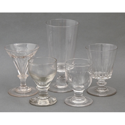 469 - An English celery glass, first half 19th c, 22.5cm h and four contemporary rummers and goblets (5)... 