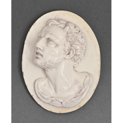 489 - A Wedgwood creamware portrait medallion, 1776-1780, modelled with a bas relief profile of Mark Anton... 