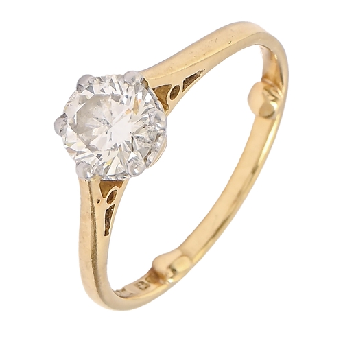 52 - A diamond ring, with old cut diamond, 18ct gold hoop, marks obscured by sizing bead, 3g... 