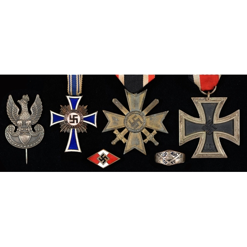 576 - Germany, Third Reich. Iron Cross Second Class, War Merit Cross with swords, Mother's Cross, Hitler Y... 