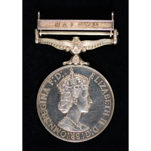 584 - General Service Medal, EIIR, one clasp, Malaya 2726922 ACI B J Pope RAF... 
