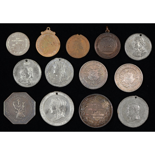 588 - Miscellaneous English and continental silver and base metal commemorative and other medals including... 