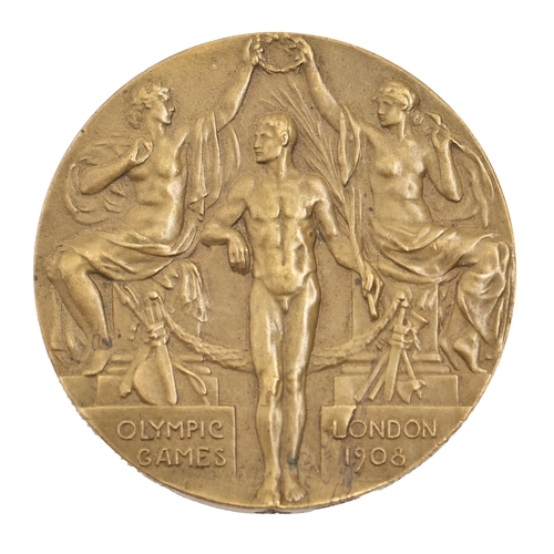 593 - Olympic Games, 1908 London, Winner's medal, bronze, designed by Sir Bertram Mackennal and struck by ... 