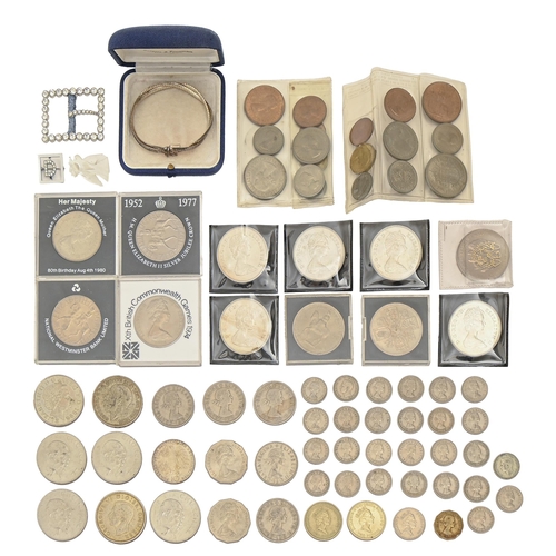 621 - Miscellaneous United Kingdom pre and post decimal coins, including commemorative crowns, some silver... 