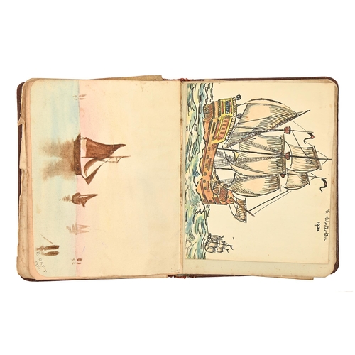 636 - A lady's friendship album, early 20th c, inscribed with manuscript sentiment, illustrated with water... 