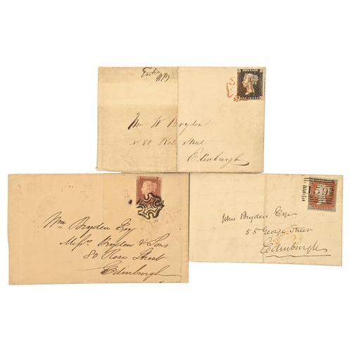 638 - Postal History. Great Britain, 1840, 1d Black, four margin on entire letter, Stirling to Edinburgh c... 