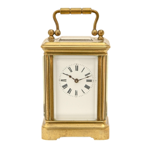 648 - A French miniature brass carriage timepiece, Mignonette, late 19th c, with platform lever escapement... 