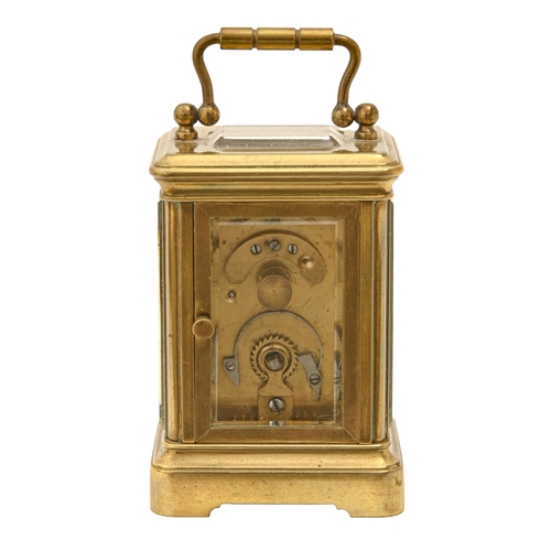 648 - A French miniature brass carriage timepiece, Mignonette, late 19th c, with platform lever escapement... 