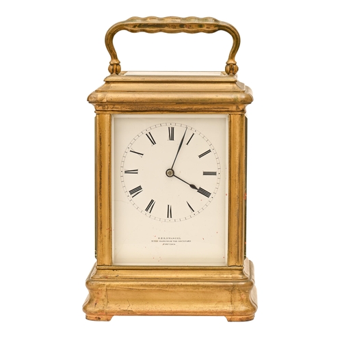 649A - A French gilt brass carriage clock of unusually large size, Drocourt, E & E Emmanuel 5 The Hard ... 