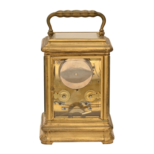 649A - A French gilt brass carriage clock of unusually large size, Drocourt, E & E Emmanuel 5 The Hard ... 