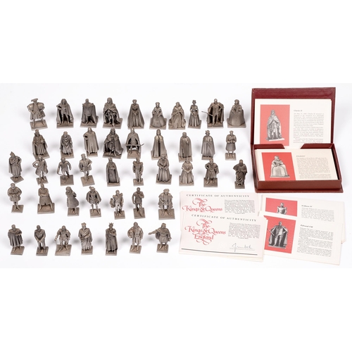 740 - The Kings and Queens of England. A set of miniature cast pewter statuettes, Franklin Mint Ltd, late ... 