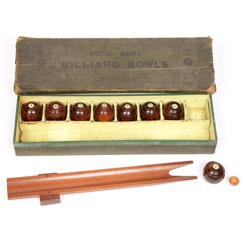 811 - Table bowls game. 'The Royal Game of Billiard Bowls', Taylor-Rolph Co. Ltd., c.1900, boxed, 52cm w... 