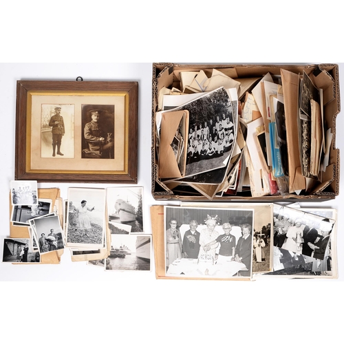 841 - Miscellaneous photographs, early 20th c and later, postcards and greetings cards, including a framed... 