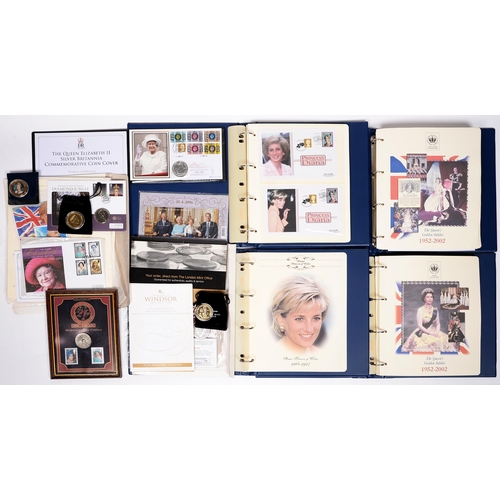 845 - Postage stamps. The Queen's Golden Jubilee 2002 coin cover collection, in three binders, and miscell... 